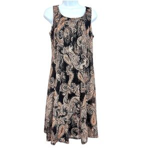 Perceptions 90s Y2K Mesh Lace Brown Paisley A-Line Swing Dress S Fairy Grunge